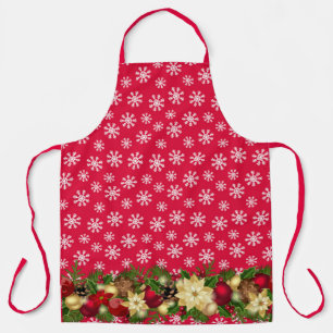  kerstcadeau Schort Snow Poinsettia Bakken