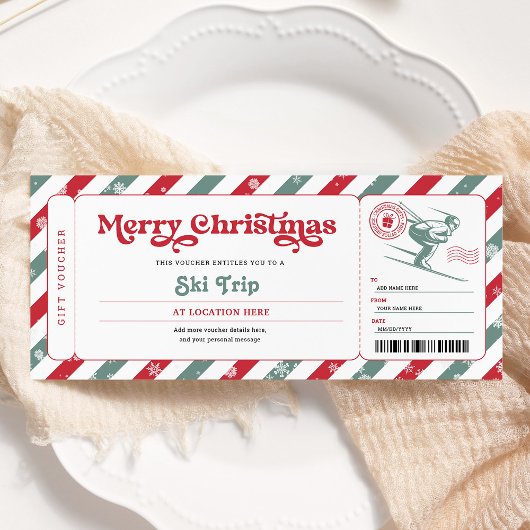 Kerstcadeau Ski Trip Ticket Bon Kaart