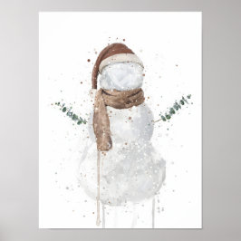 Kerstcadeau Sneeuwman Poster