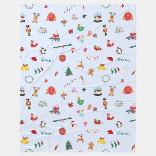 Kerstcadeau sneeuwpop sneeuwvlokken schattige wint fleece deken (Voorkant)