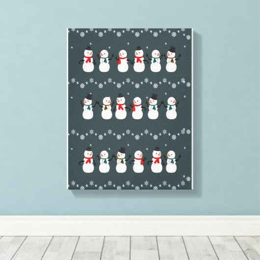 kerstcadeau | Snowman door sneeuw Canvas Afdruk (Insitu (Houten vloer))