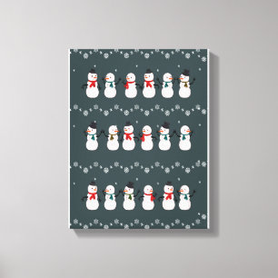 kerstcadeau   Snowman door sneeuw Canvas Afdruk