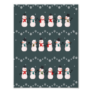 kerstcadeau   Snowman door sneeuw Foto Afdruk