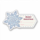 Kerstcadeau sticker met een ijskoude sneeuwvlok (Voorkant)