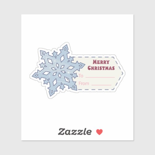 Kerstcadeau sticker met een ijskoude sneeuwvlok (Vel)