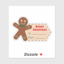 Kerstcadeau sticker met een peperkoek man