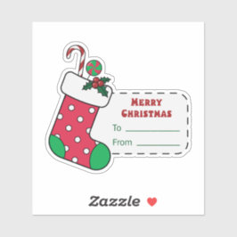 Kerstcadeau sticker met een rode kous