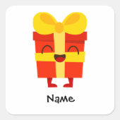 Kerstcadeau Sticker met Eigen Naam – Label voor Ki (Voorkant)