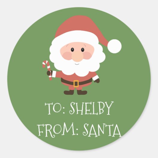 Kerstcadeau Sticker van Santa (Voorkant)