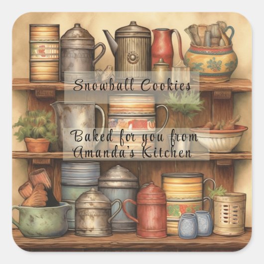 Kerstcadeau Stickers Gebakken voor u met liefde (Voorkant)