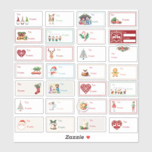 Kerstcadeau Tags Variety Pack 28pc set Sticker