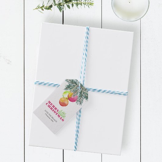 Kerstcadeau Tags Waterverf Roze & Groen Cadeaulabel