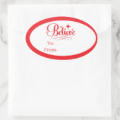 Kerstcadeau-tagsticker Ovale Sticker (Tas)