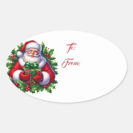 Kerstcadeau-tagsticker Ovale Sticker (Voorkant)