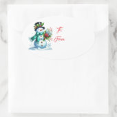 Kerstcadeau-tagsticker Ovale Sticker (Tas)