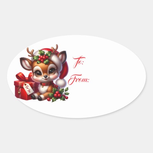 Kerstcadeau-tagsticker Ovale Sticker (Voorkant)