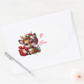 Kerstcadeau-tagsticker Ovale Sticker (Envelop)