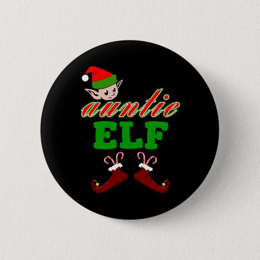 Kerstcadeau tante Elf Ronde Button 5,7 Cm (Voorkant)