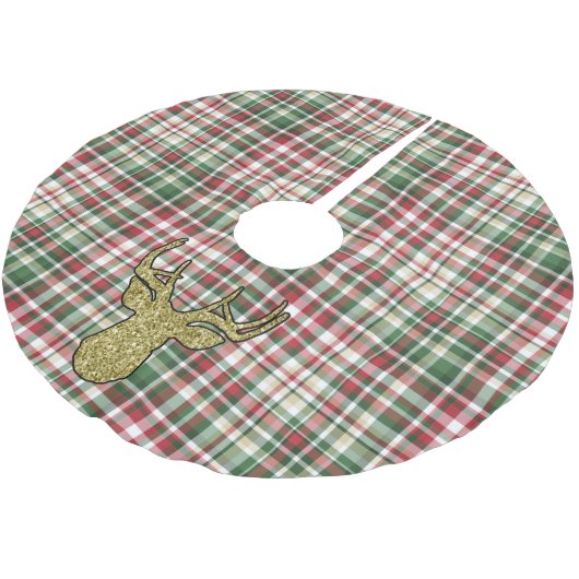 kerstcadeau Tartan Gold Deer Buck Tree Skirt Kerstboom Rok (Gekanteld)