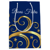 Kerstcadeau Tas Majestic Swirls Boas Festas Medium Cadeauzakje (Voorkant)