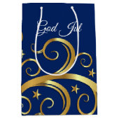 Kerstcadeau Tas Majestic Swirls God Jul Medium Cadeauzakje (Voorkant)
