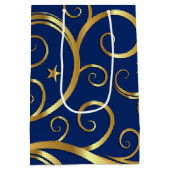 Kerstcadeau Tas Majestic Swirls God Jul Medium Cadeauzakje (Achterkant)