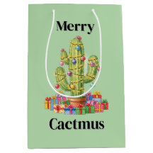 Kerstcadeau Tas Medium- Vrolijke Cactusmus