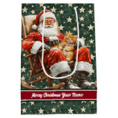 Kerstcadeau Tas met Monogram, Kerstman Medium Cadeauzakje (Achterkant)