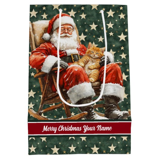 Kerstcadeau Tas met Monogram,  Kerstman Medium Cadeauzakje (Achterkant)