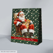 Kerstcadeau Tas met Monogram, Kerstman Medium Cadeauzakje