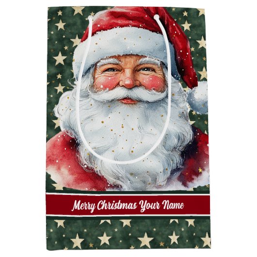 Kerstcadeau Tas met Sinterklaas en Monogram Medium Cadeauzakje (Voorkant)