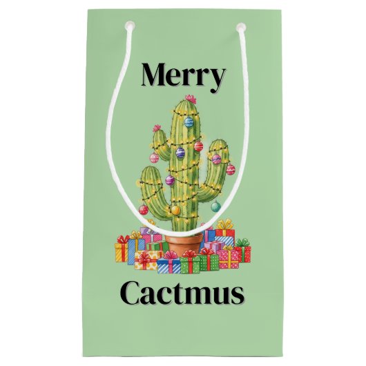 Kerstcadeau Tas Small - Merry Cactusmus Klein Cadeauzakje (Voorkant)