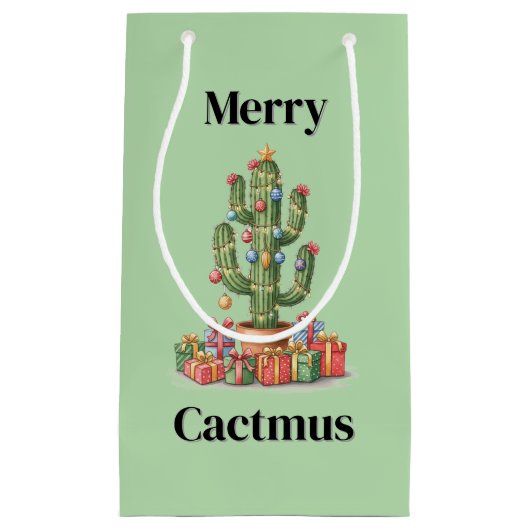 Kerstcadeau Tas Small - Merry Cactusmus Klein Cadeauzakje (Voorkant)