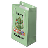 Kerstcadeau Tas Small - Merry Cactusmus Klein Cadeauzakje (Achterkant Gekanteld)