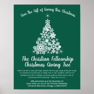 Kerstcadeau-uitgifteboom witte groene poster