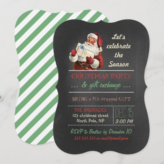 Kerstcadeau-uitwisseling  Santa schoolbord Kaart (Voorkant / Achterkant)