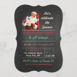 Kerstcadeau-uitwisseling Santa schoolbord Kaart