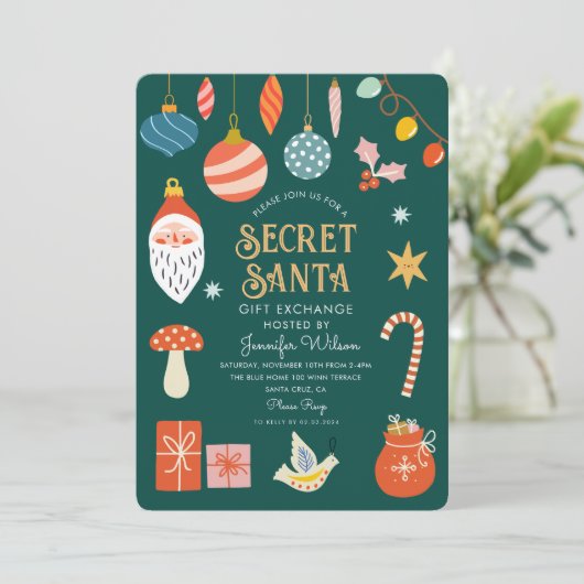 Kerstcadeau-uitwisseling Secret Santa kerstfeest Kaart (Staand voorkant)