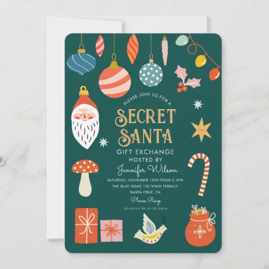 Kerstcadeau-uitwisseling Secret Santa kerstfeest Kaart (Voorkant)