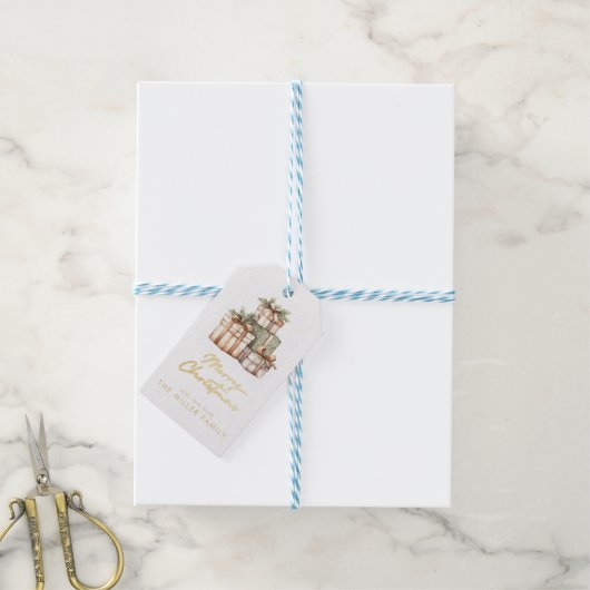 Kerstcadeau uitwisseling witte olifant cadeaulabel (Met Touw)