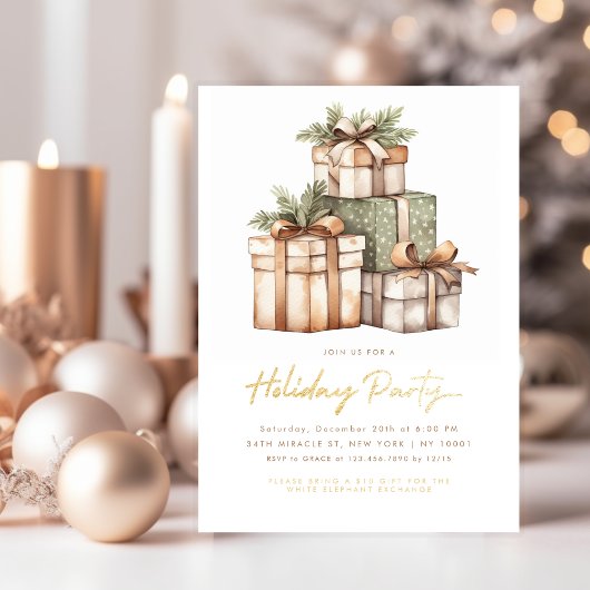 Kerstcadeau Uitwisseling Witte Olifant Feest Kaart