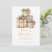 Kerstcadeau uitwisseling witte olifant feestdagenkaart (Staand voorkant)