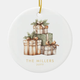 Kerstcadeau uitwisseling witte olifant keramisch ornament