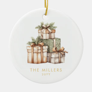 Kerstcadeau uitwisseling witte olifant keramisch ornament