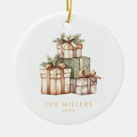 Kerstcadeau uitwisseling witte olifant keramisch ornament (Voorkant)