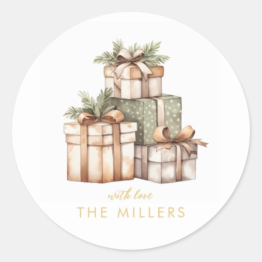 Kerstcadeau uitwisseling witte olifant ronde sticker (Voorkant)