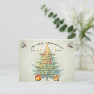 Kerstcadeau-uitwisselingsfeest Uitnodiging Briefkaart