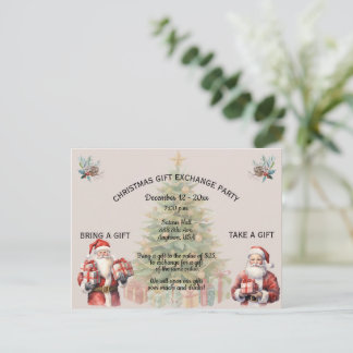 Kerstcadeau-uitwisselingsfeest Uitnodiging Briefkaart