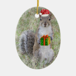 kerstcadeau van eekhoorn keramisch ornament