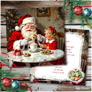 Kerstcadeau van een klein meisje aan de Kerstman Feestdagenkaart